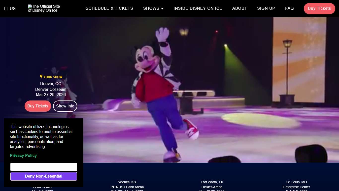 The Official Site of Disney On Ice A series of touring ice shows produced by Feld Entertainment under agreement with The Walt Disney Company.