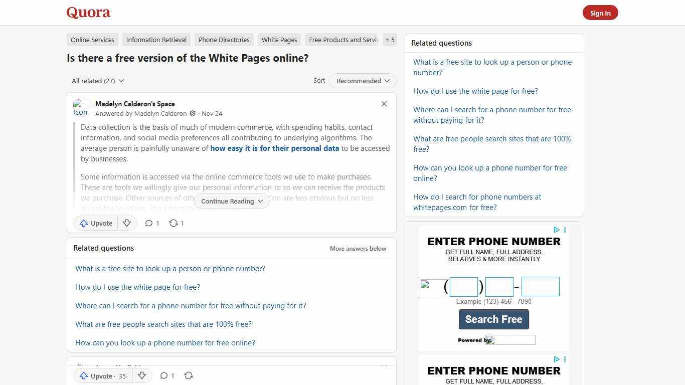 Is there a free version of the White Pages online? - Quora